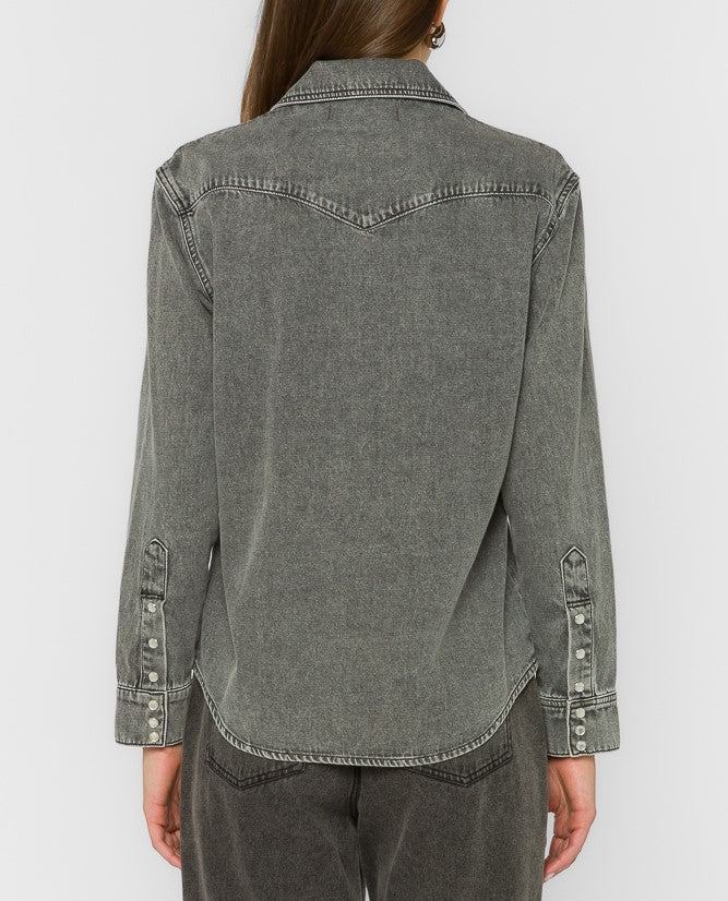 Brisa Snap Button Shirt Black Bleach - Image 3