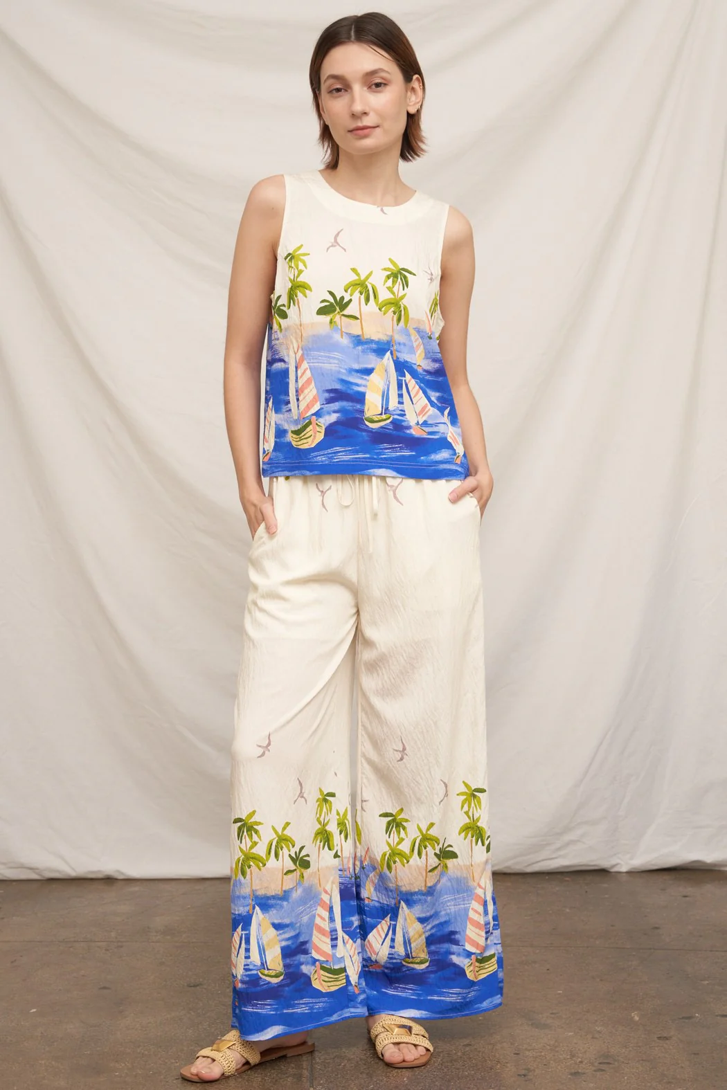 Coastal Print Wide Leg Pant - Image 4