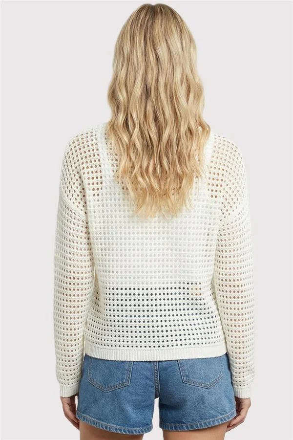 Crochet Crewneck Sweater Off White - Image 2