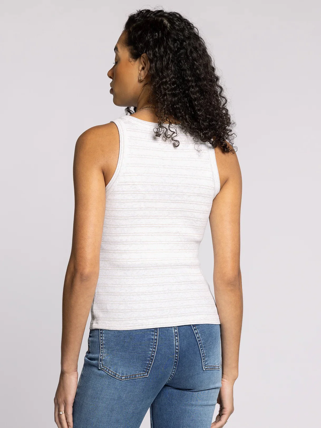 Ellen Stripe Tank Heather Gray/Gold - Image 3