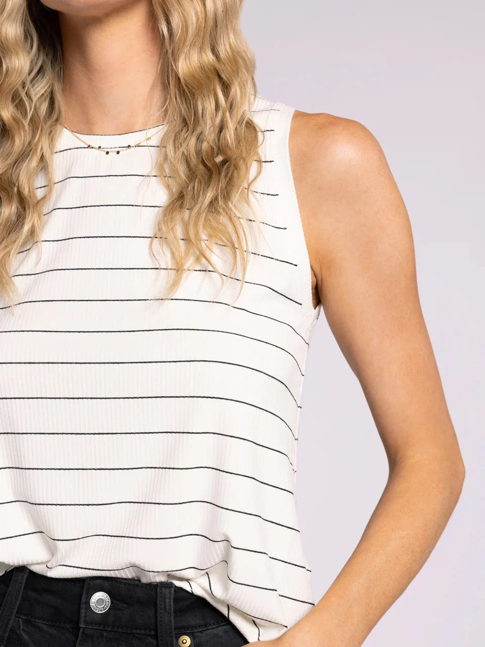 Euclid Tank Cream w/ Black Stripe - Image 4