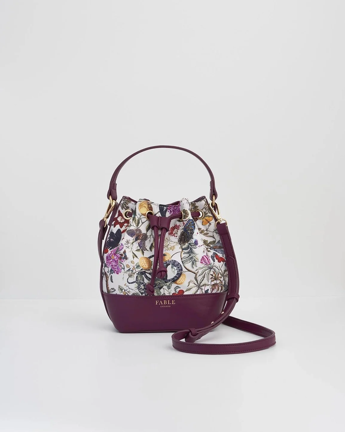 Floral Engravings Bucket Bag - Plum