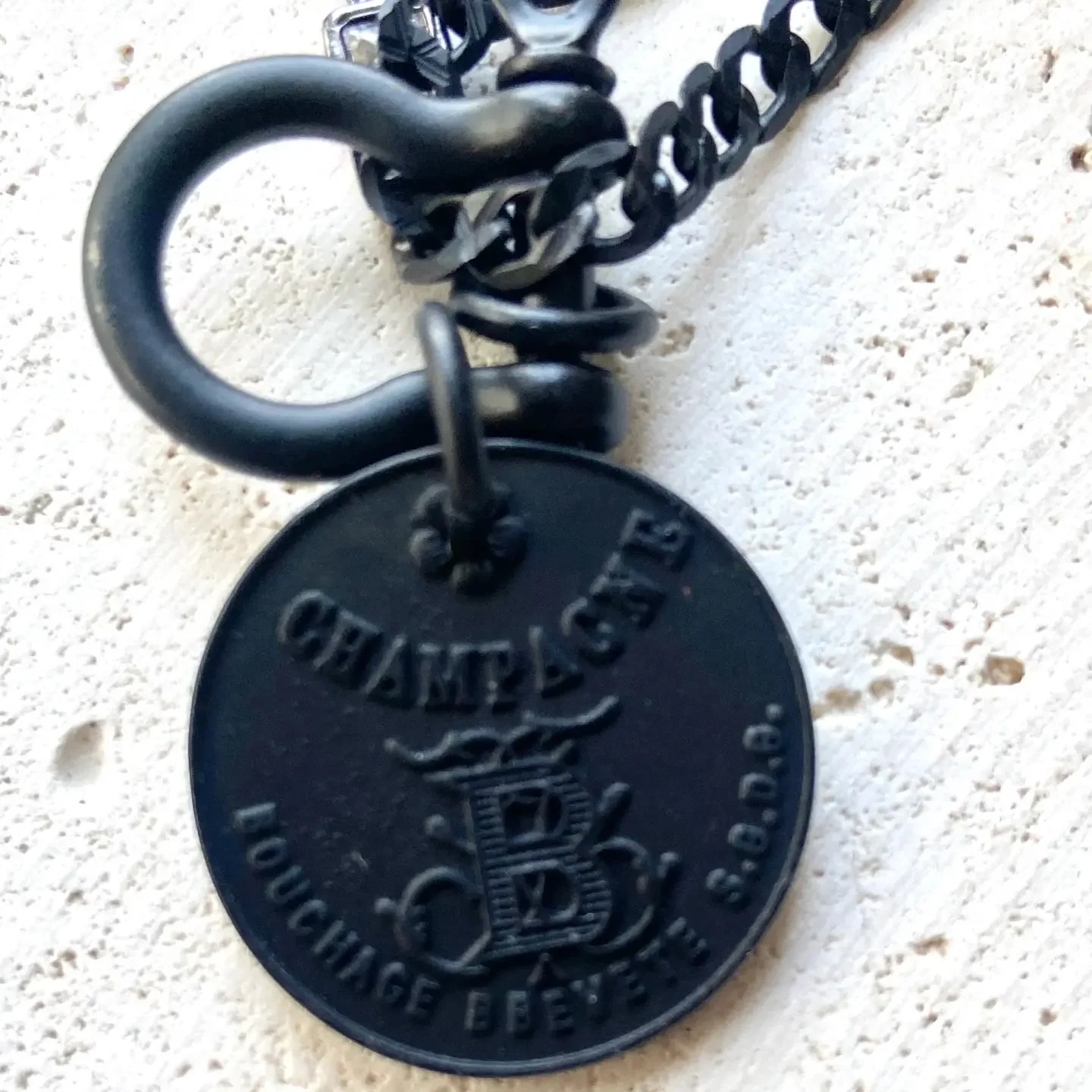 French Champagne Coin Necklace Matte Black - Image 3