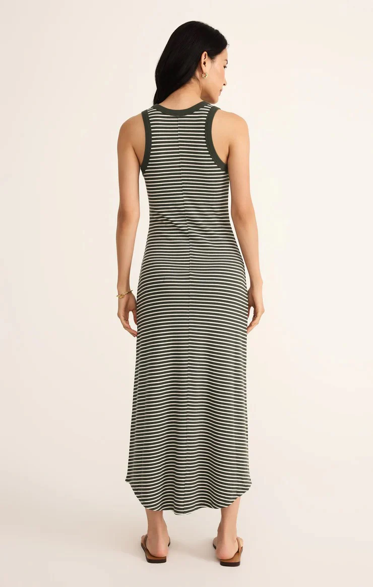 Goodwin Stripe Midi Dress Dark Agave - Image 2