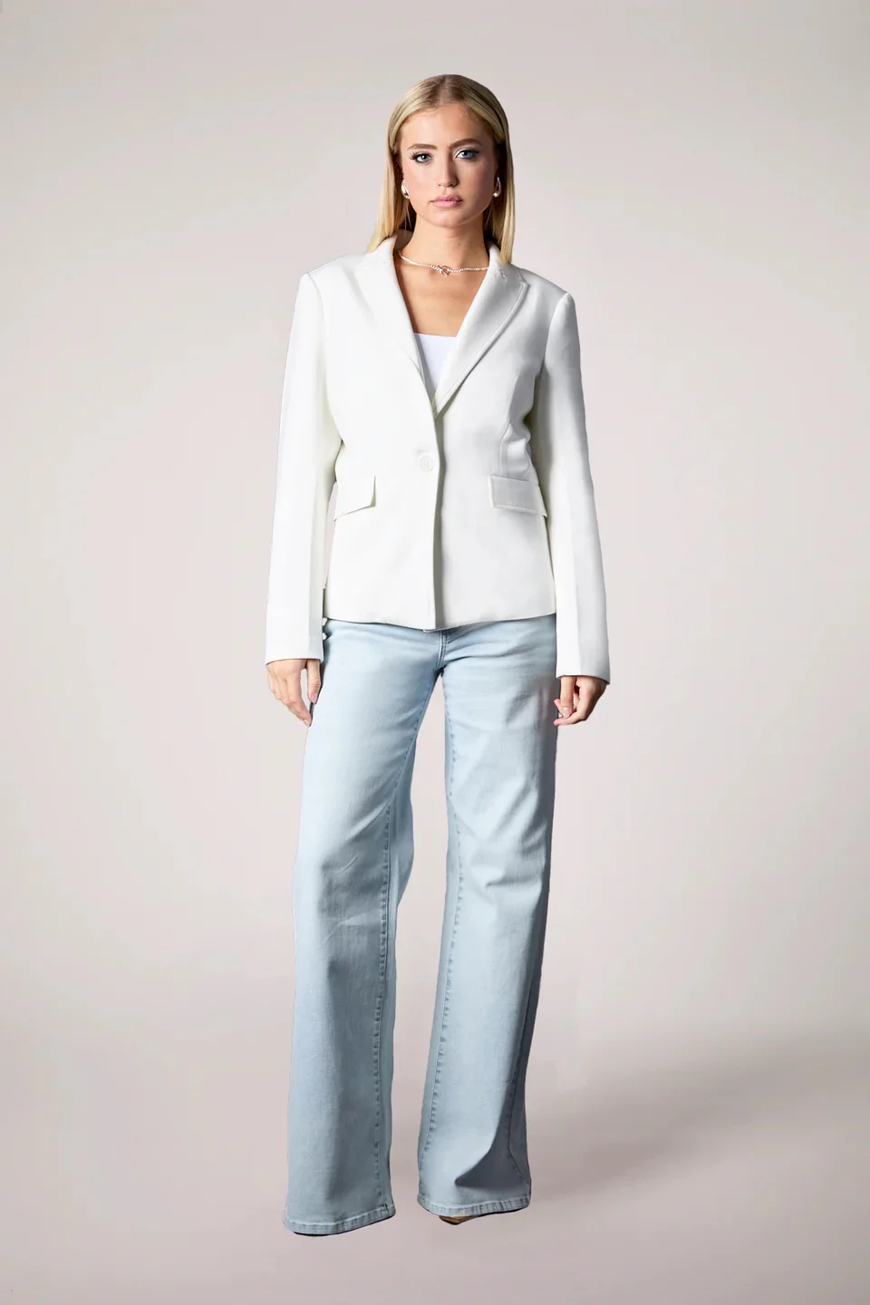 Helen Blazer w/ Shirt Insert White - Image 4