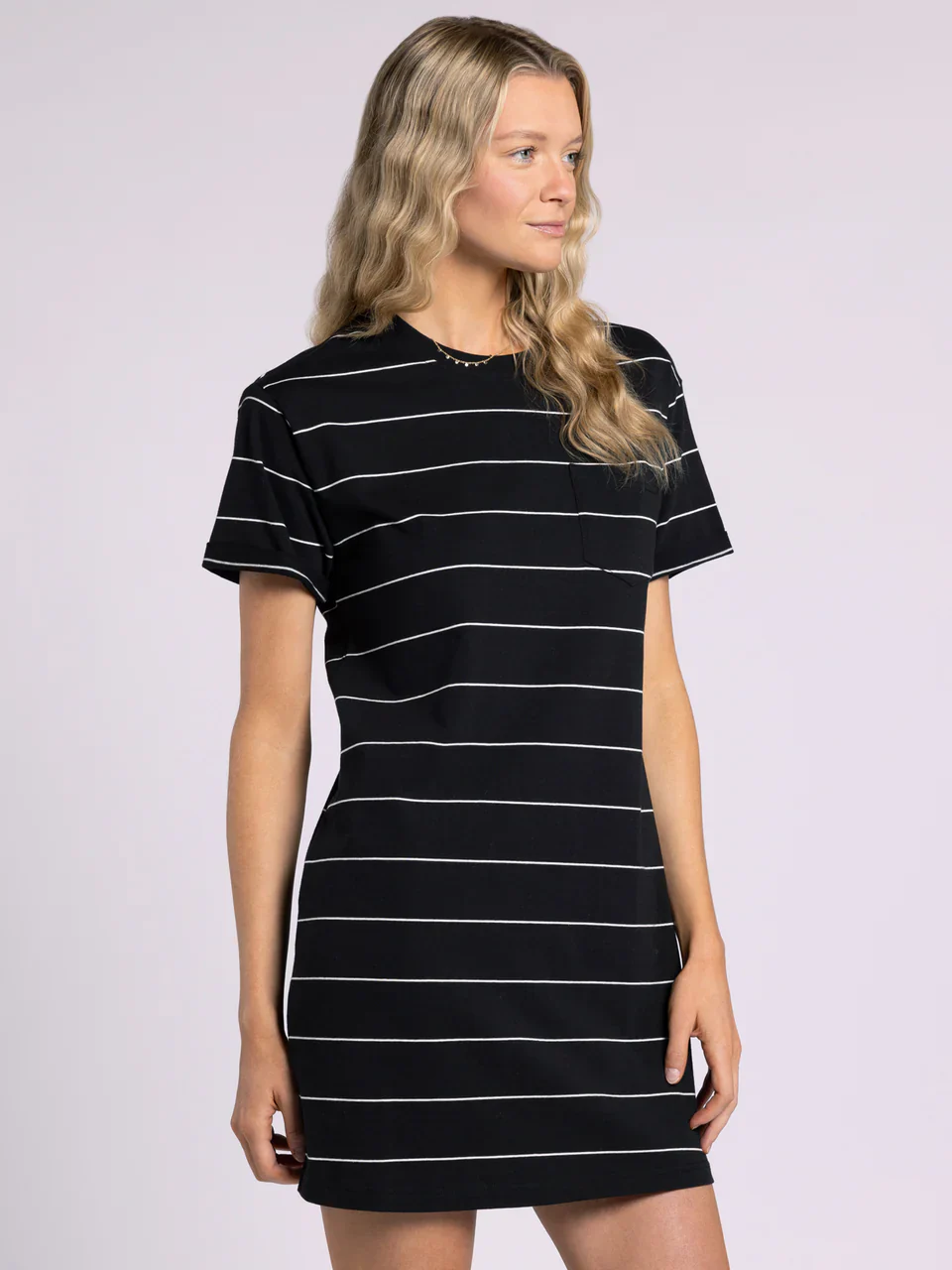 Kick Back Dress Black w/ White Stripe - Image 2