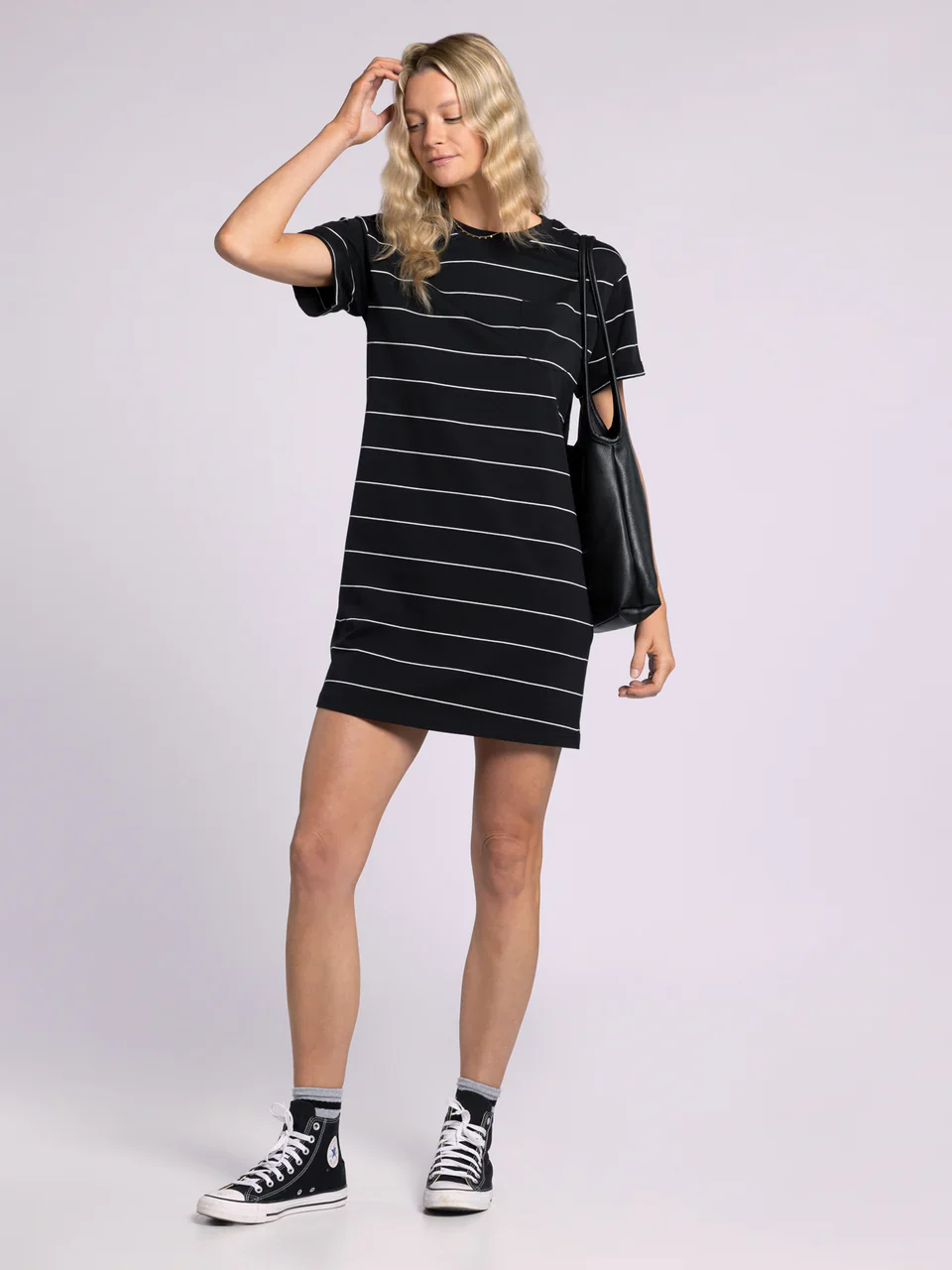 Kick Back Dress Black w/ White Stripe - Image 4