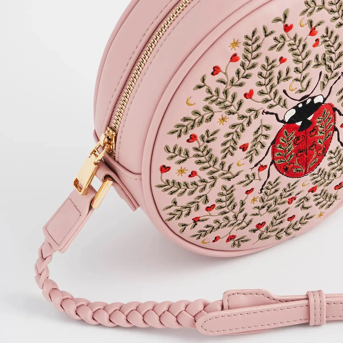 Ladybug Embroidered Circle Bag Pink - Image 3