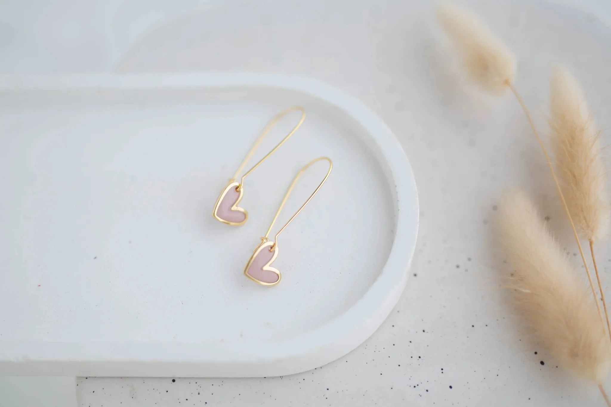 Longline Dainty Heart Earrings Blush