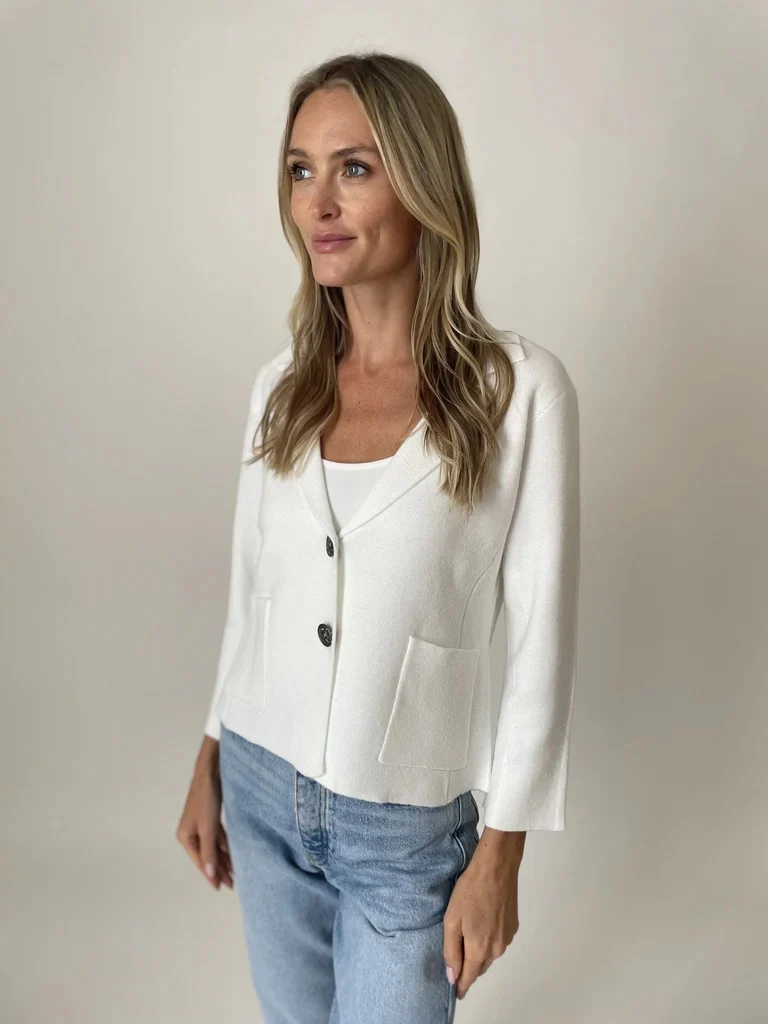 Louisa 3/4 Sleeve Blazer White - Image 2