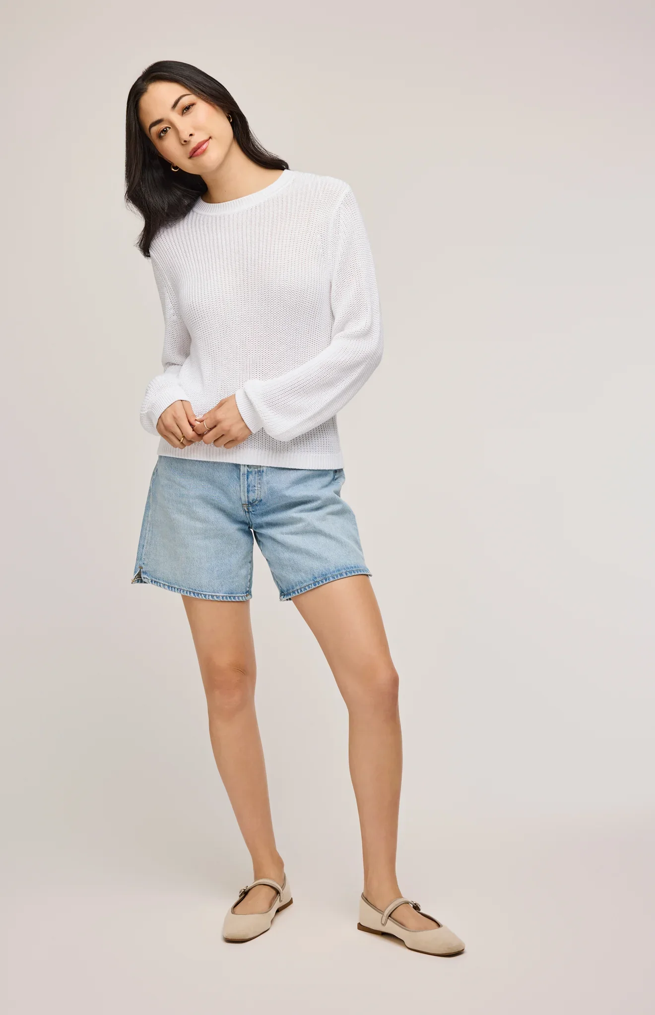 Maxine Pullover Sweater w/ Back Cut-Out White - Image 2