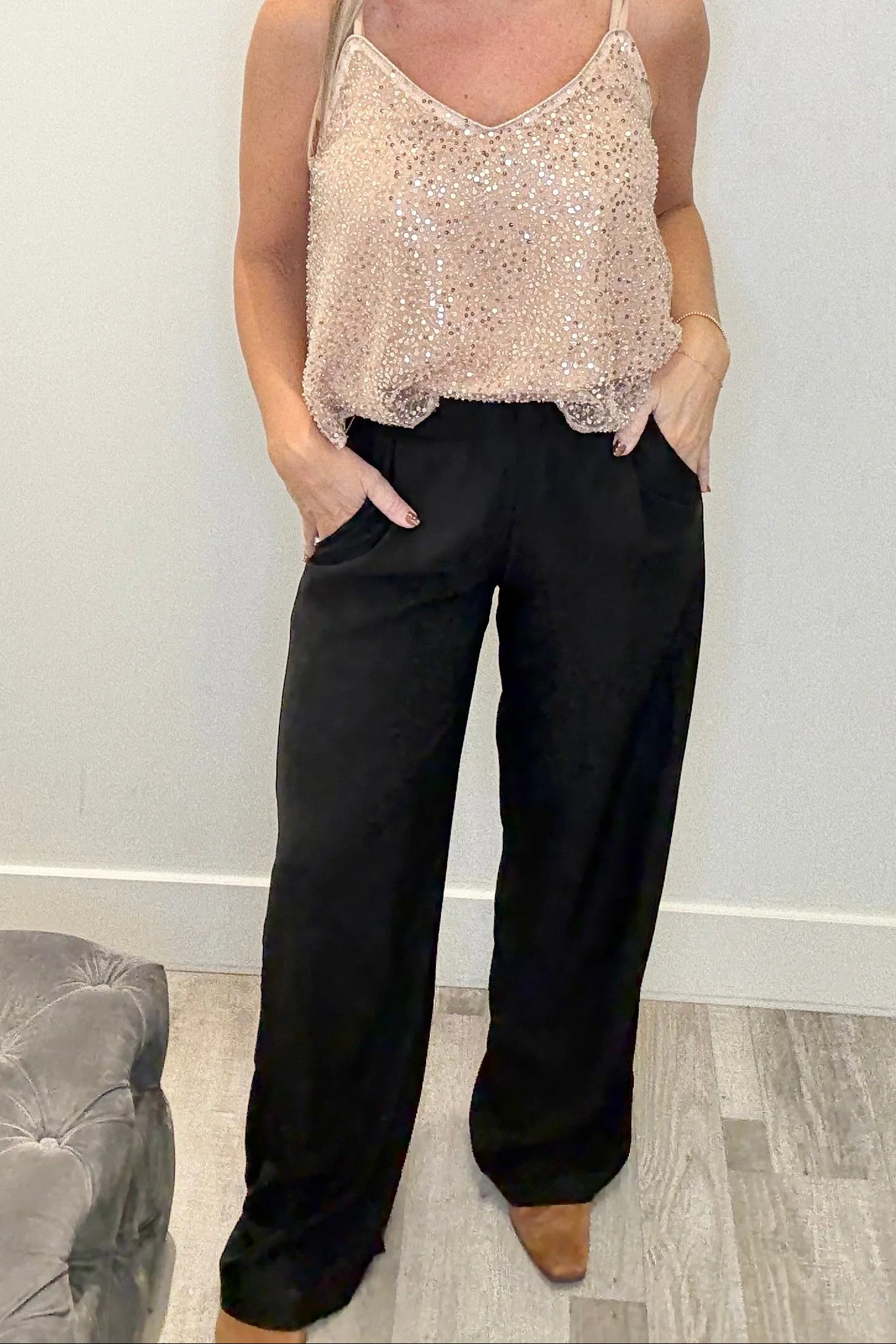 Monroe Wide Leg Pant Black