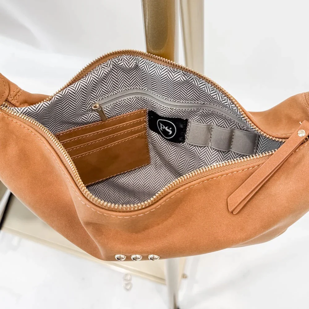 Netty Nubuck Crossbody Camel - Image 2