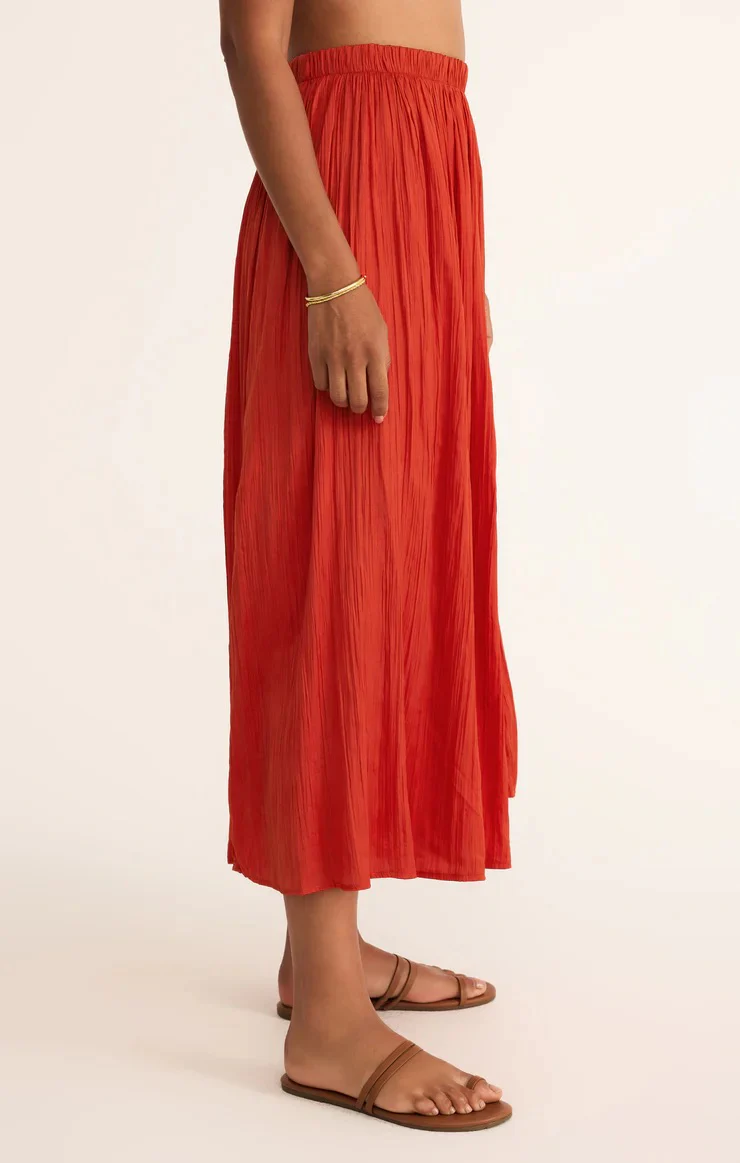 Nicoline Crinkle Midi Skirt Cabana Red - Image 2
