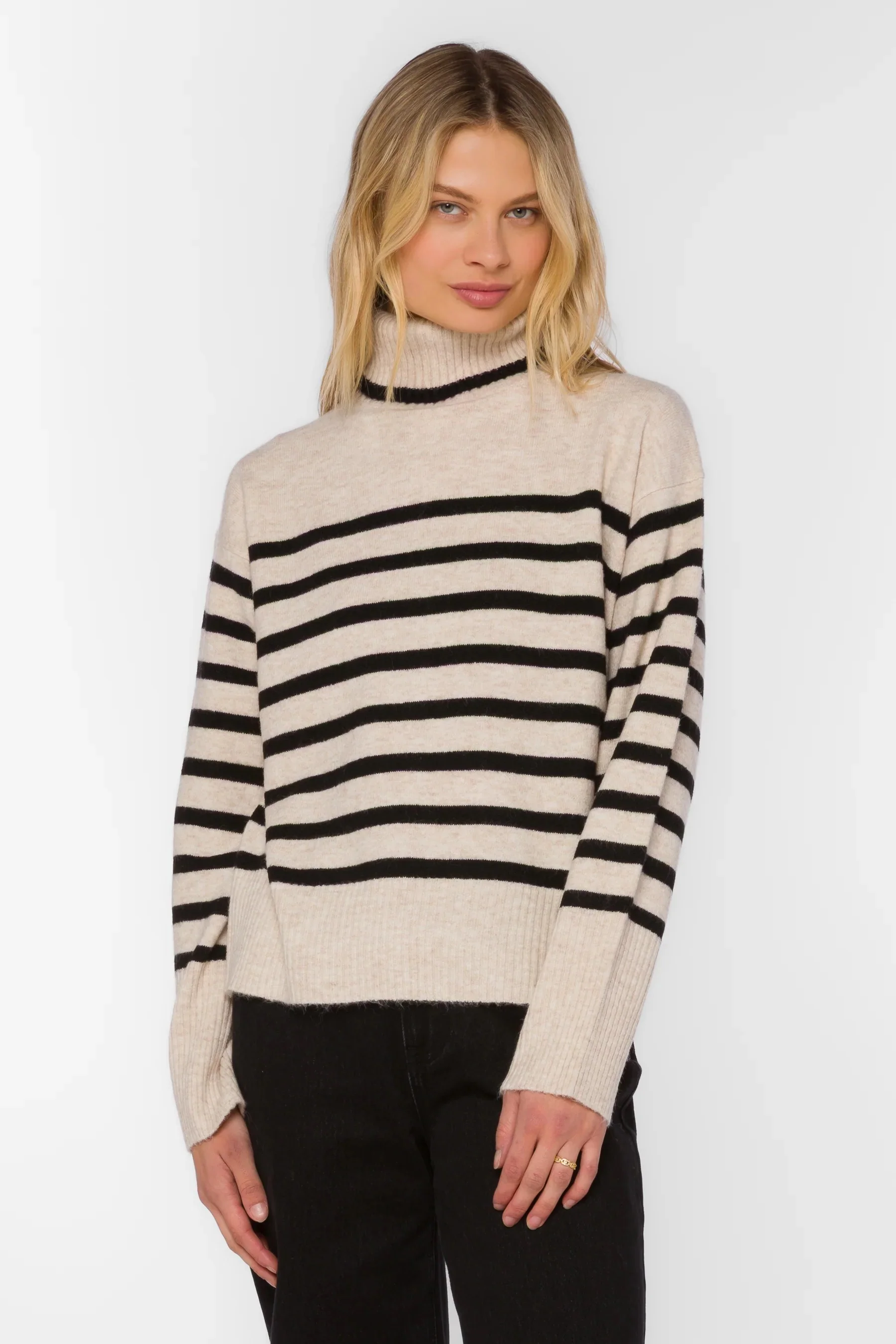 Parley Stripe Turtleneck Ivory/Black