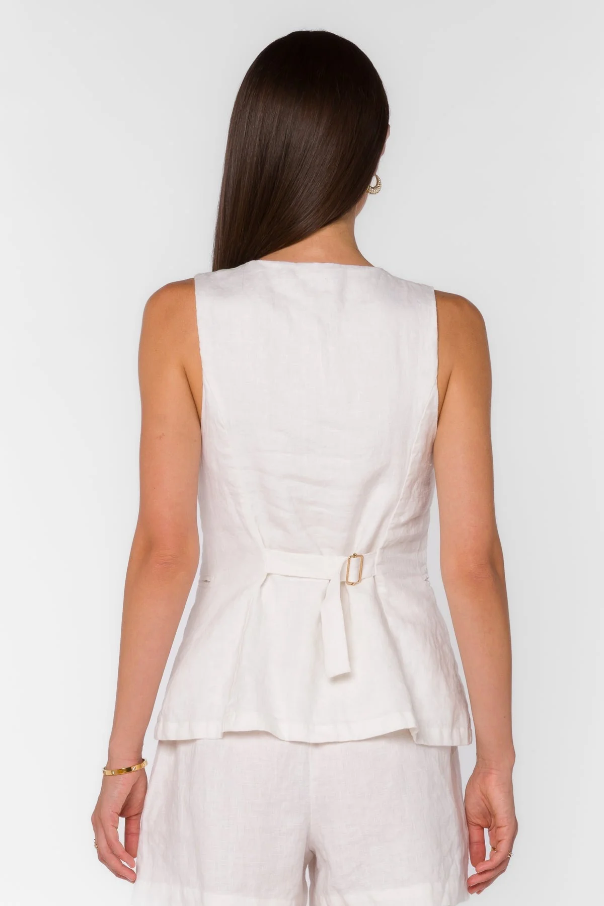 Pisces Button Down Vest Optic White - Image 3