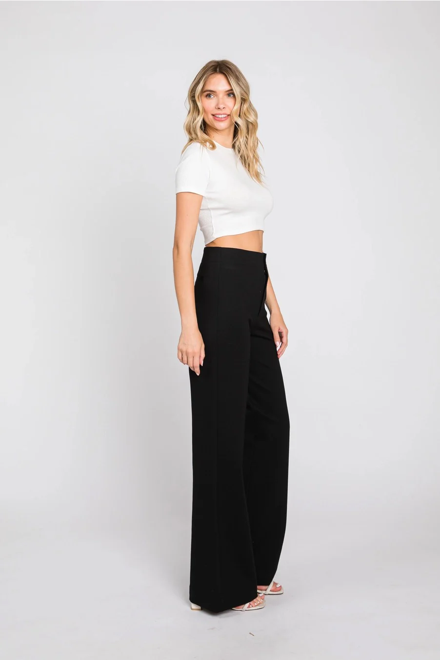 Ponte Trouser Wide Leg Black - Image 3