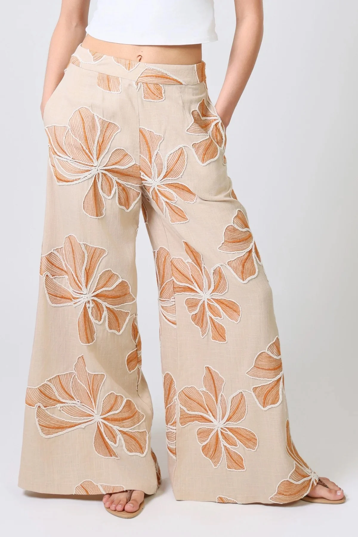 Rene Embroidered Pant Brown