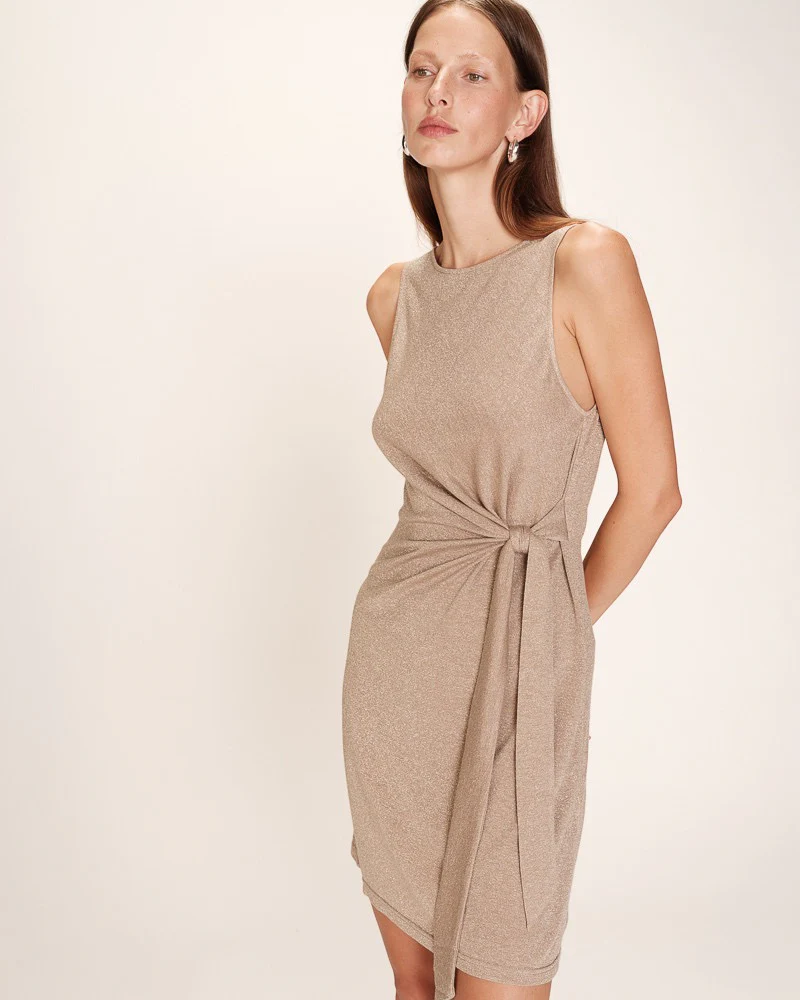 Rolling Lurex Dress Taupe - Image 2