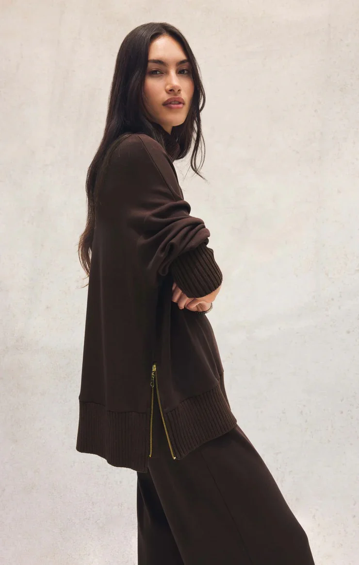Sable Luxe Mock Neck Top Chocolate Cherry - Image 4