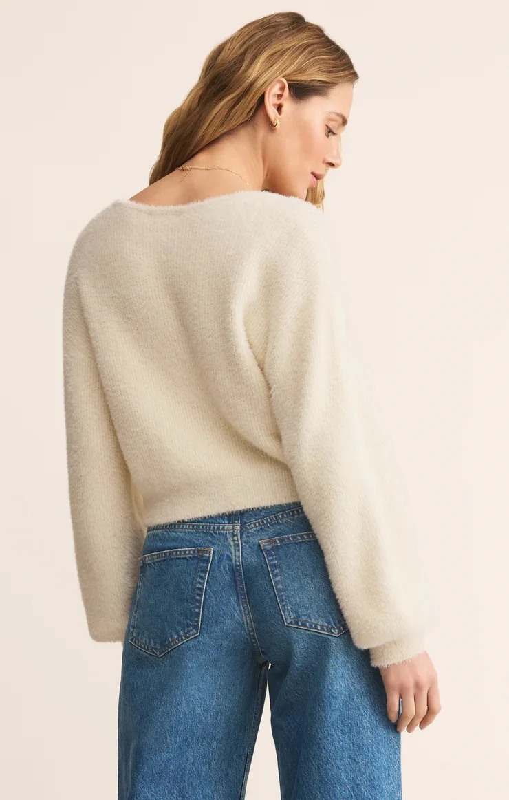 Sadira Fluffy Cardigan Warm White - Image 2