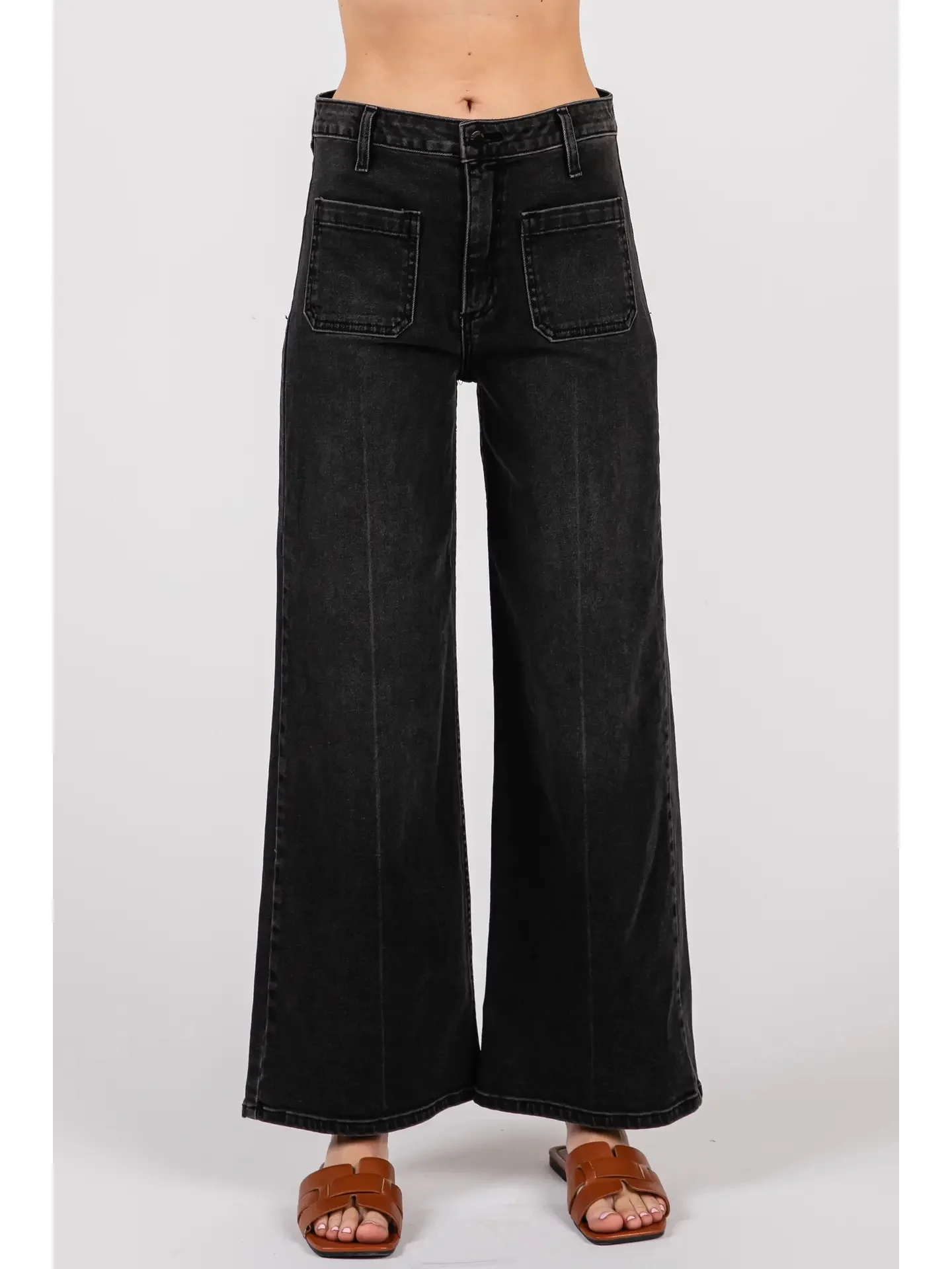 Sailor Front Patch Pocket Jeans Washed Black