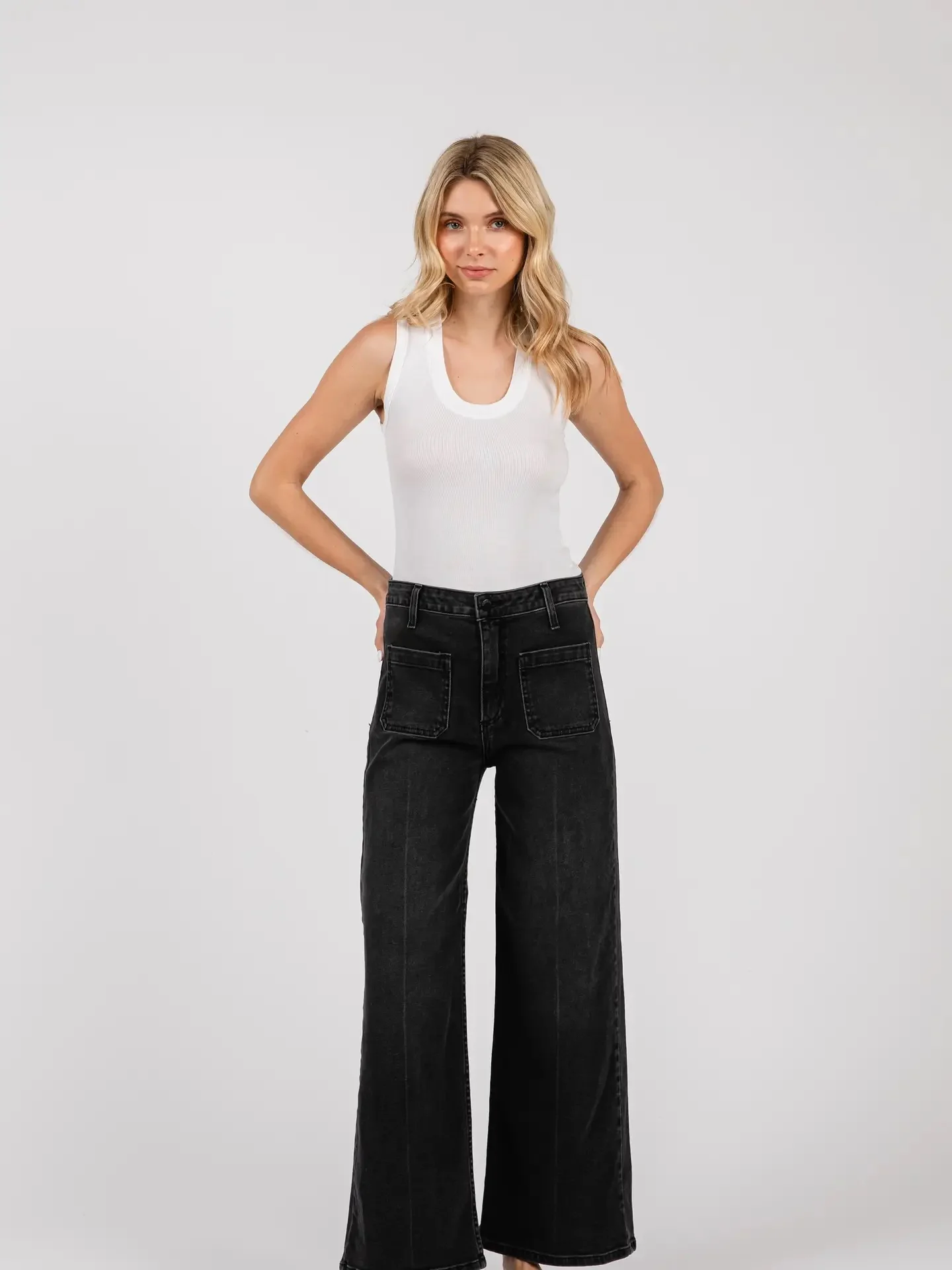 Sailor Front Patch Pocket Jeans Washed Black - Image 4