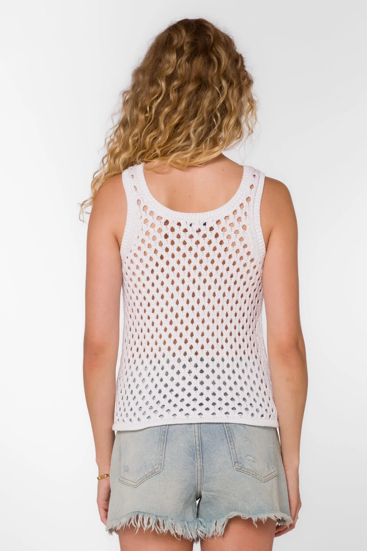 Santina Crochet Knit Tank Optic White - Image 2