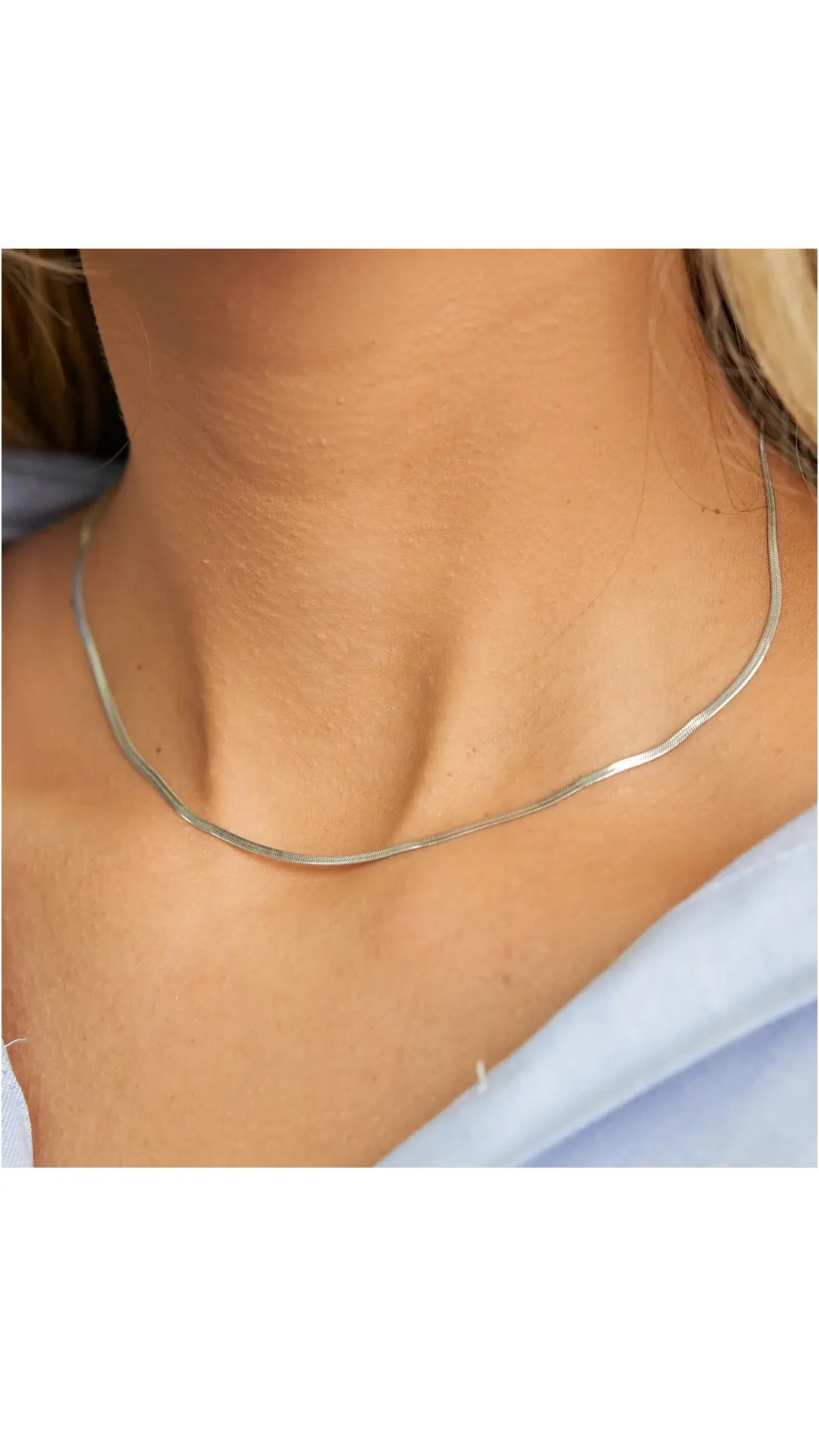 Silver Micro Herringbone Necklace - Image 2