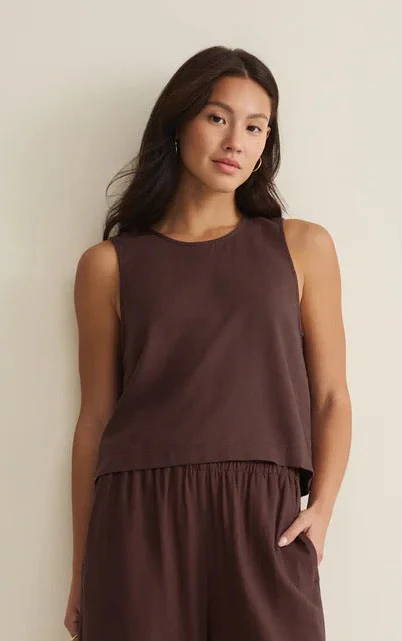 Sloane Linen Tank Chocolate Cherry