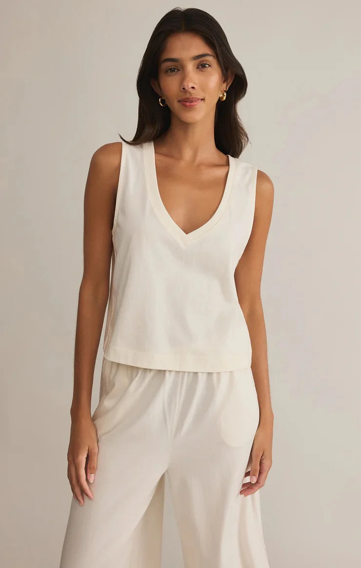 Sloane V-Neck Top Sea Salt