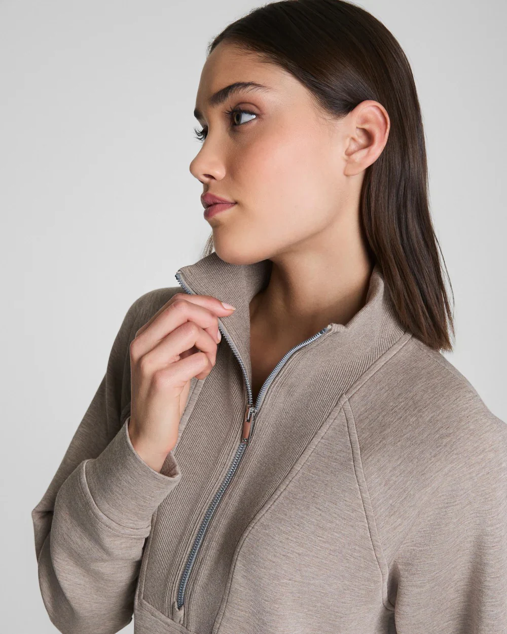 Spanx Air Essentials Brushed Half Zip Tunic Heather Birch - Image 3