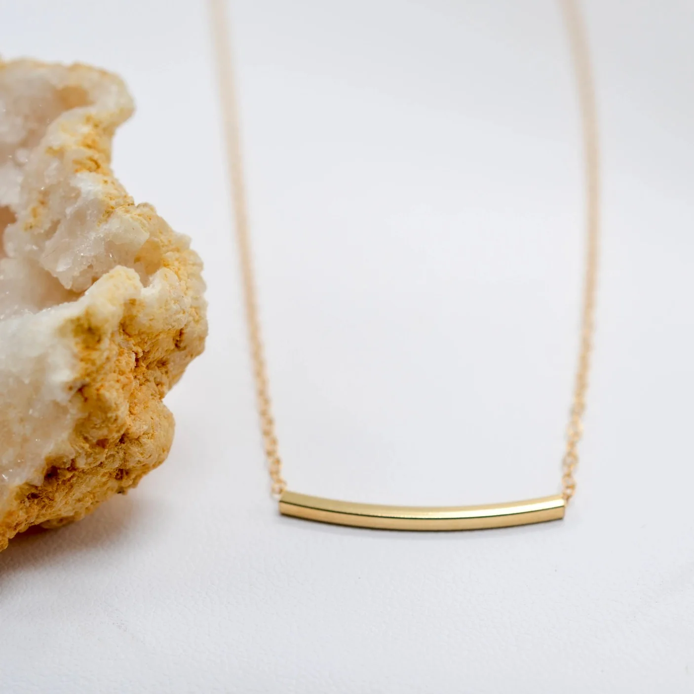 Square Tube Bar Necklace Gold Filled