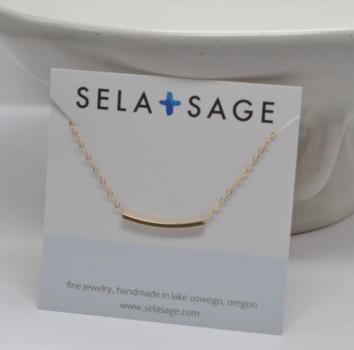 Square Tube Bar Necklace Gold Filled - Image 2