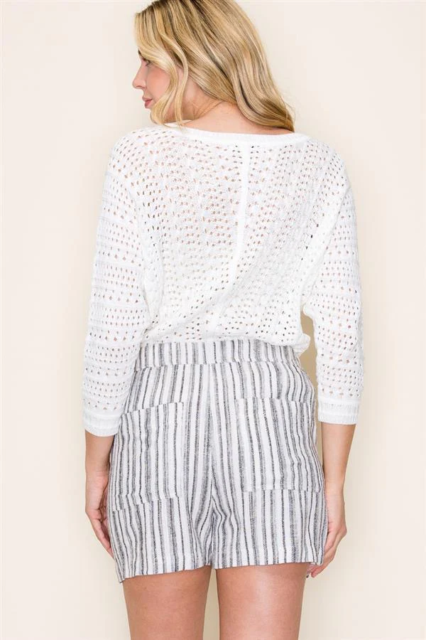 Stephanie Stripe Shorts Black - Image 4