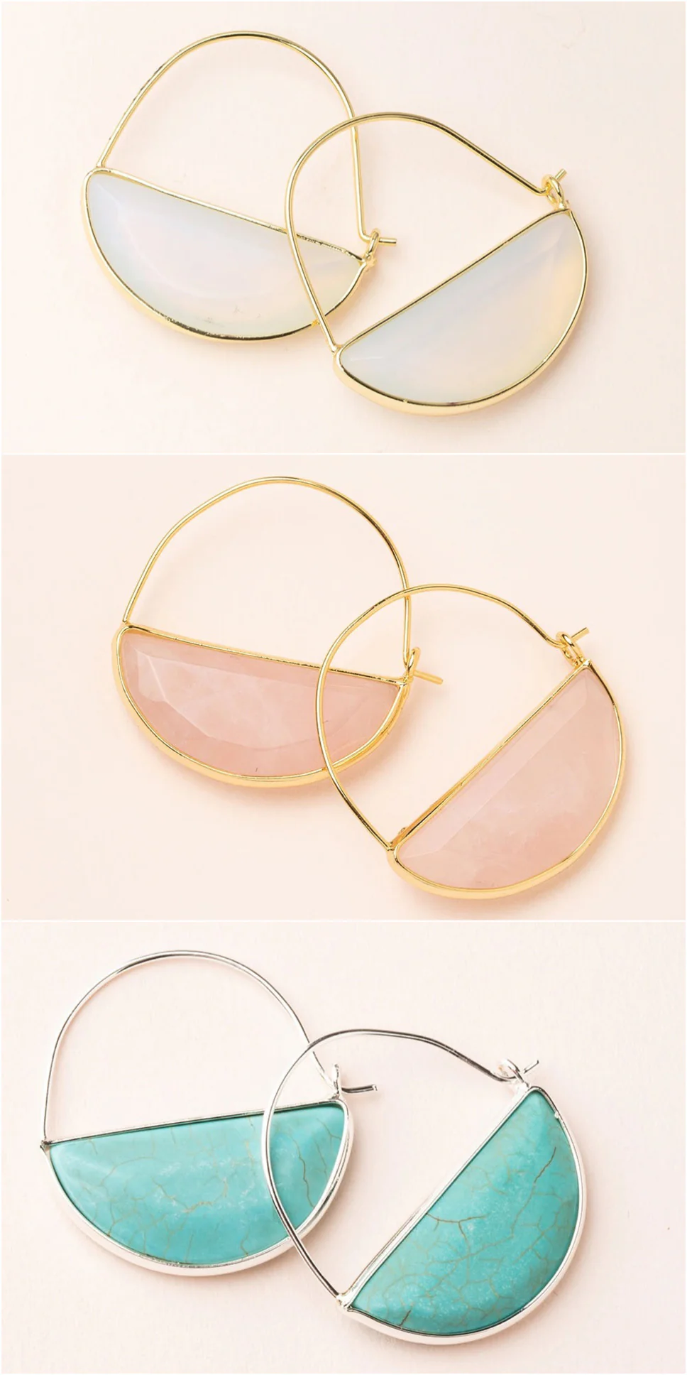 Stone Prism Hoop Earrings