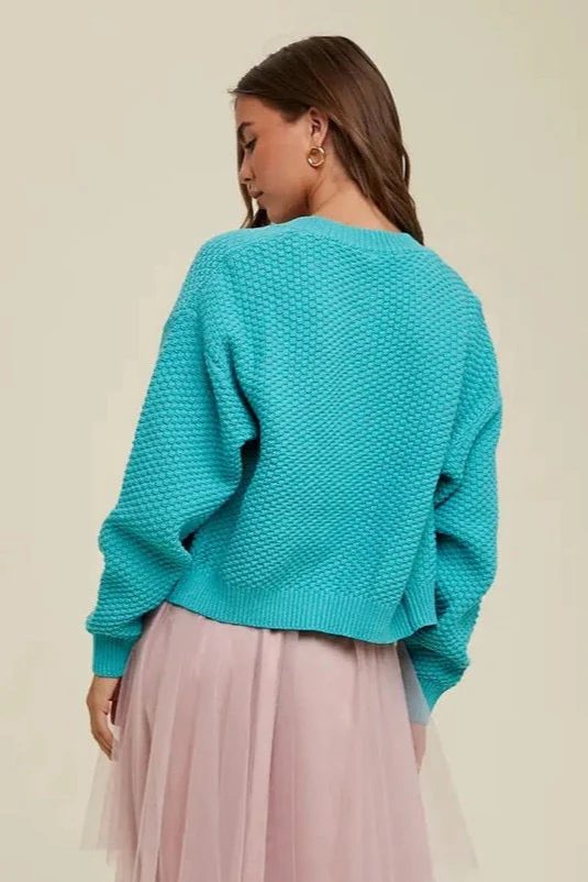 Textured Button Up Cardigan Pacific - Image 2