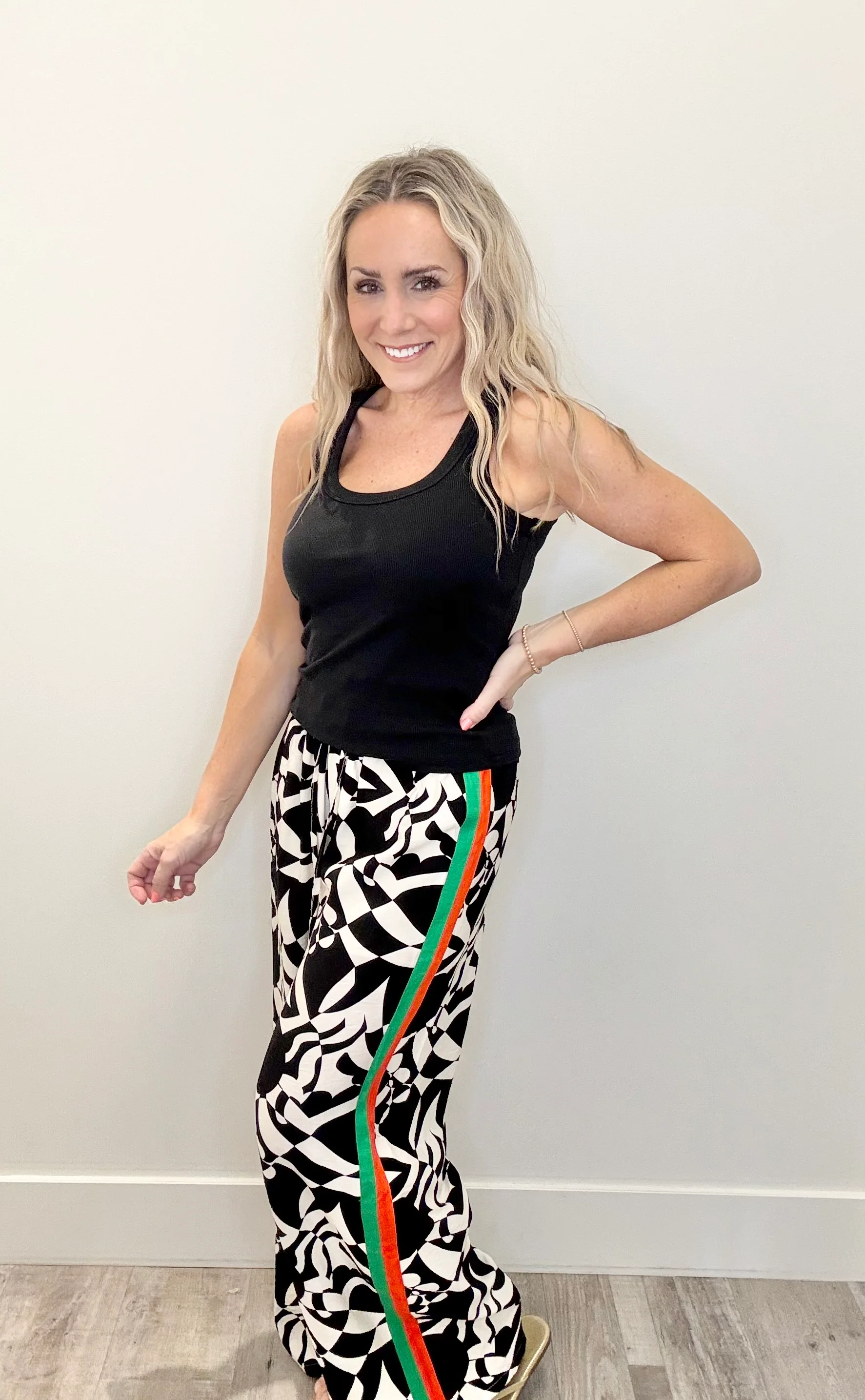 Willa Patterned Pants Black/White - Image 2